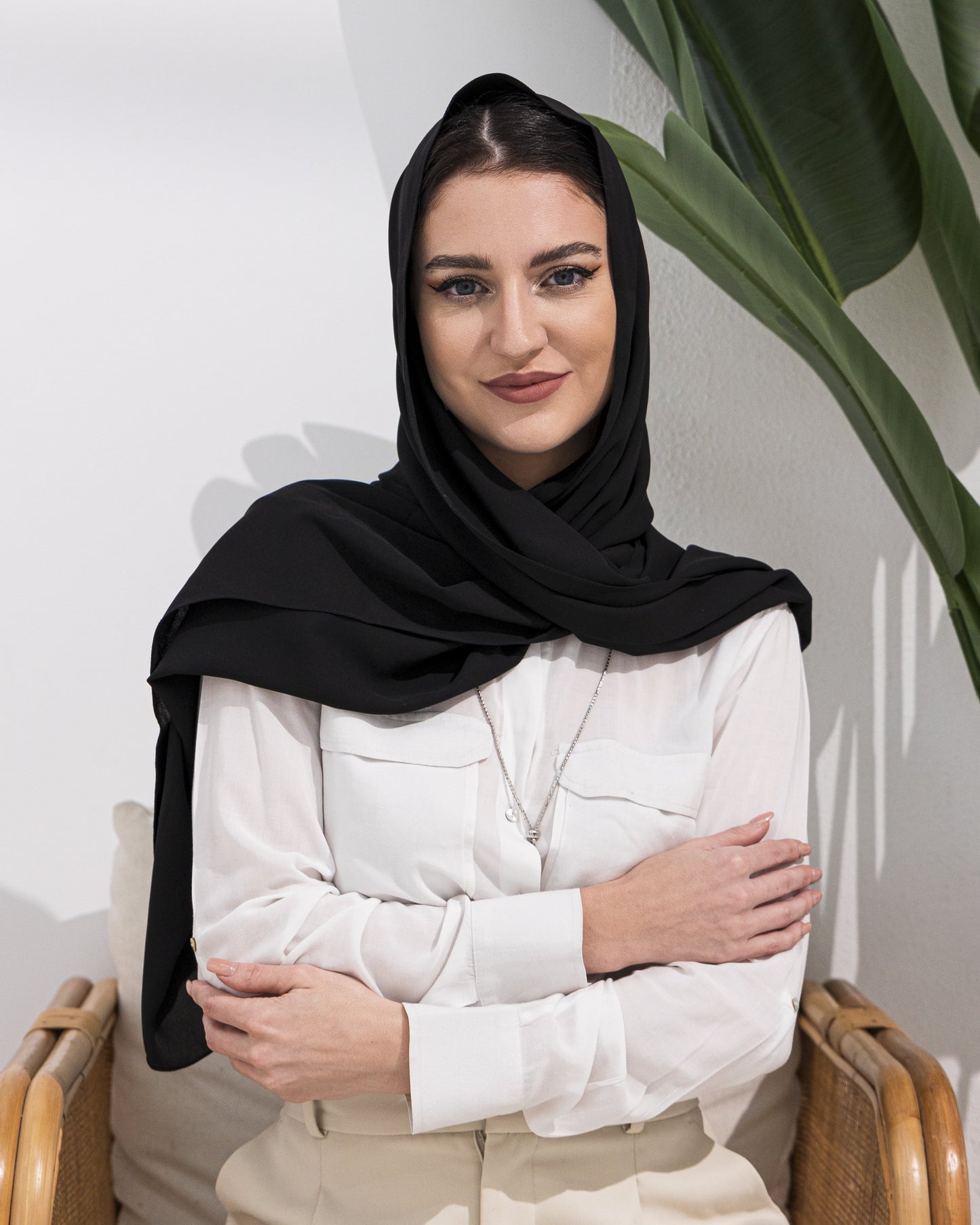 Sheila Scarf – Crystal Stone Black Crepe