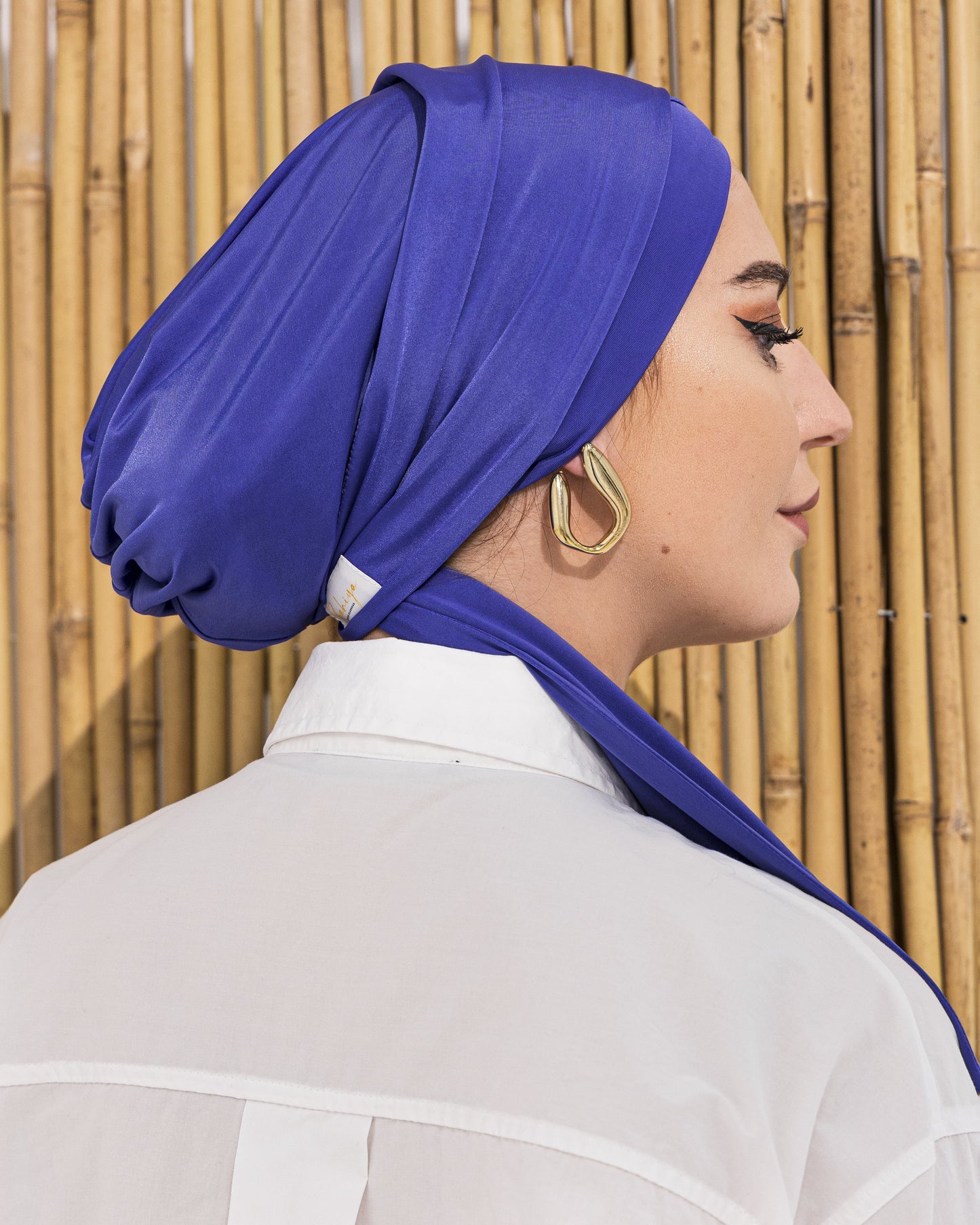 Cross front turban – The Opal Overlay - Blue