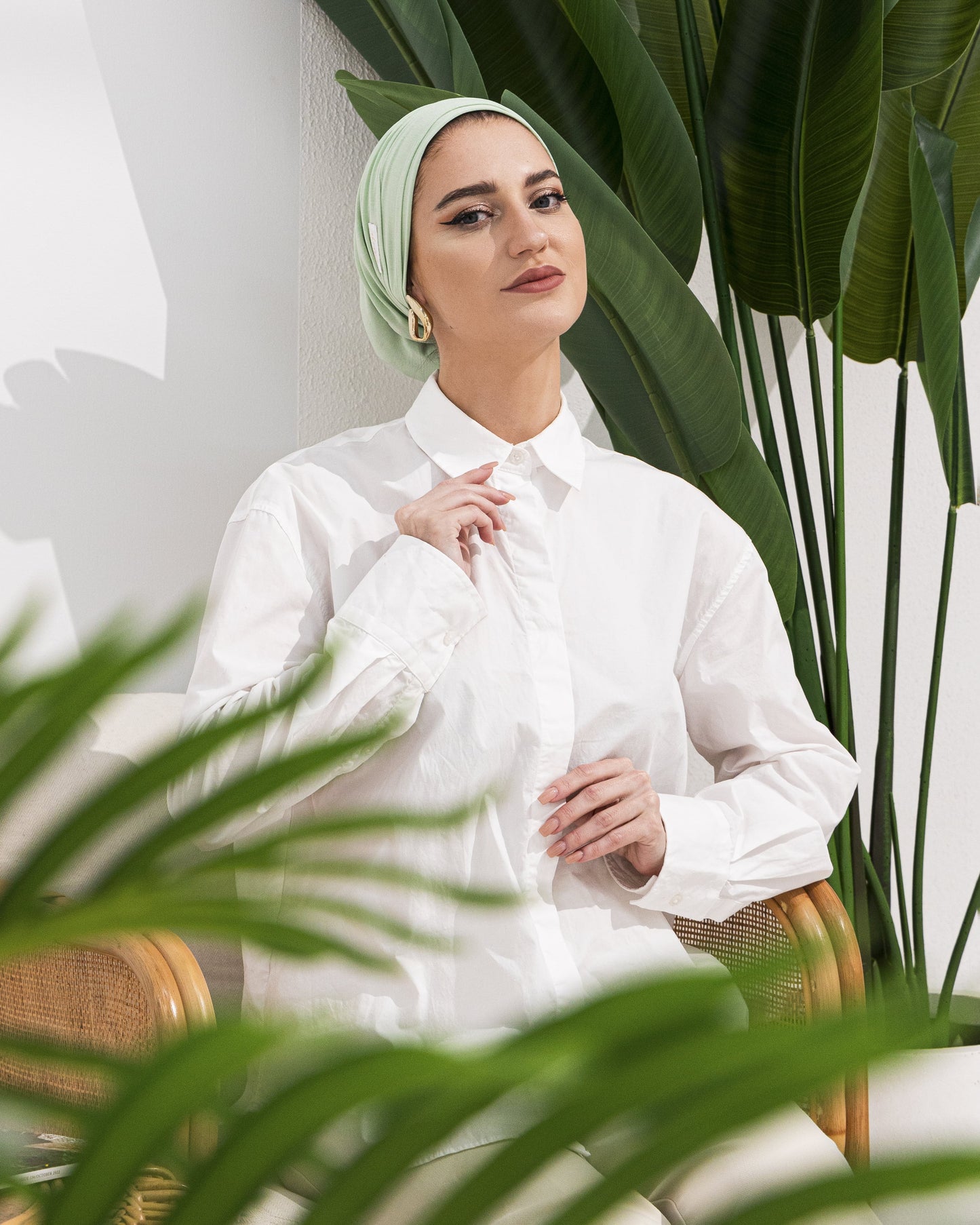One tail turban – Luxe Luminate Aqua - Pale Green