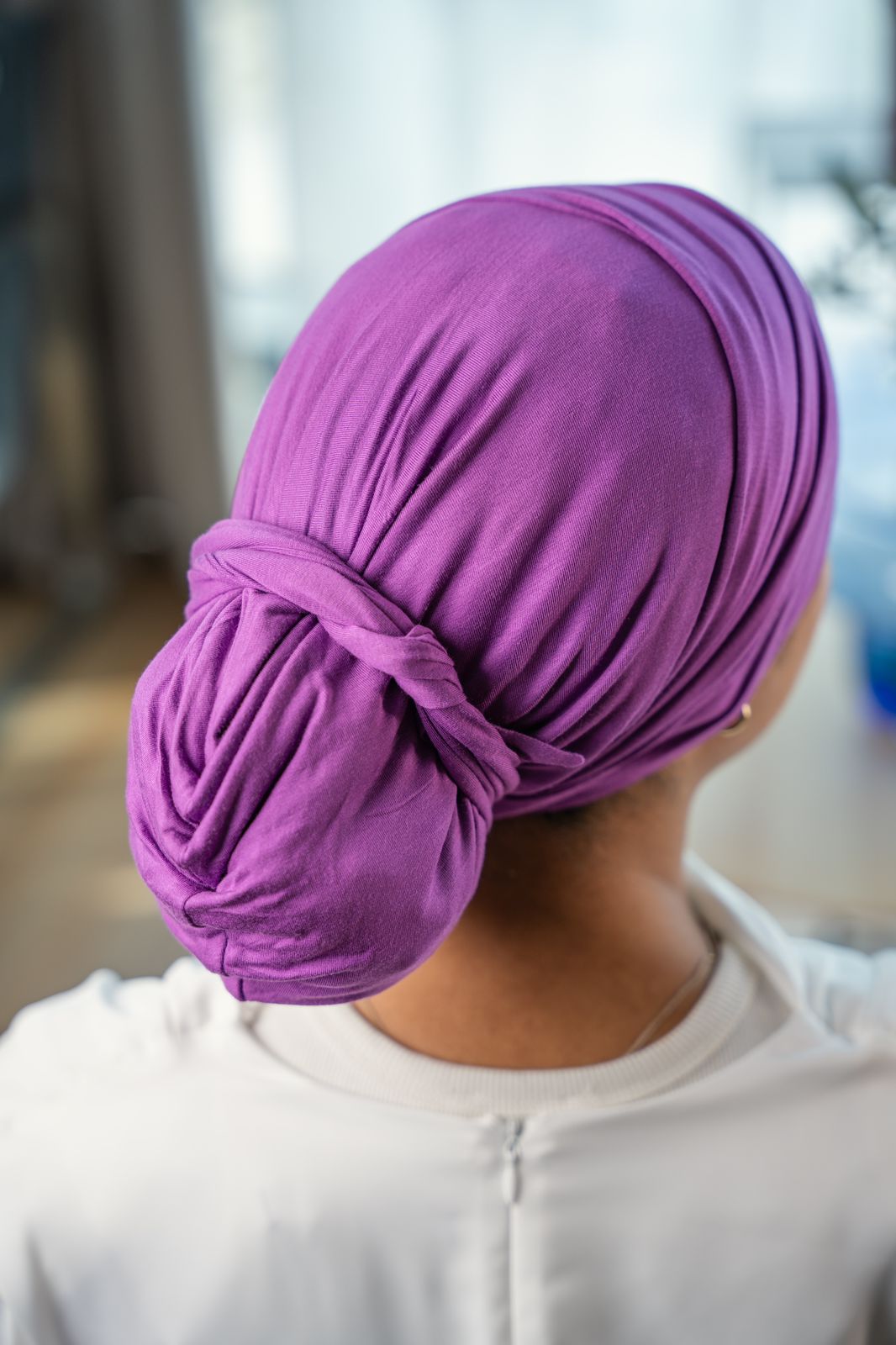 Cross front two tail turban - Violet