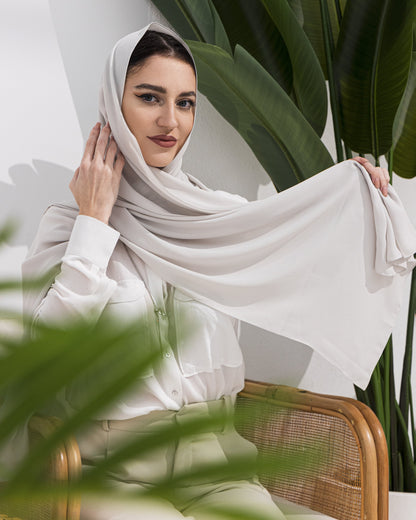 Sheila Scarf – Crystal Stone Grey Crepe