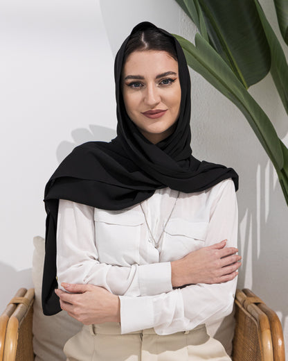 Sheila Scarf – Crystal Stone Black Crepe