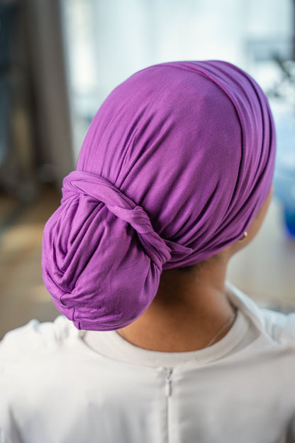 Cross front two tail turban - Violet